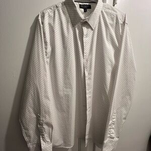 Banana Republic White and Black Dotted Shirt